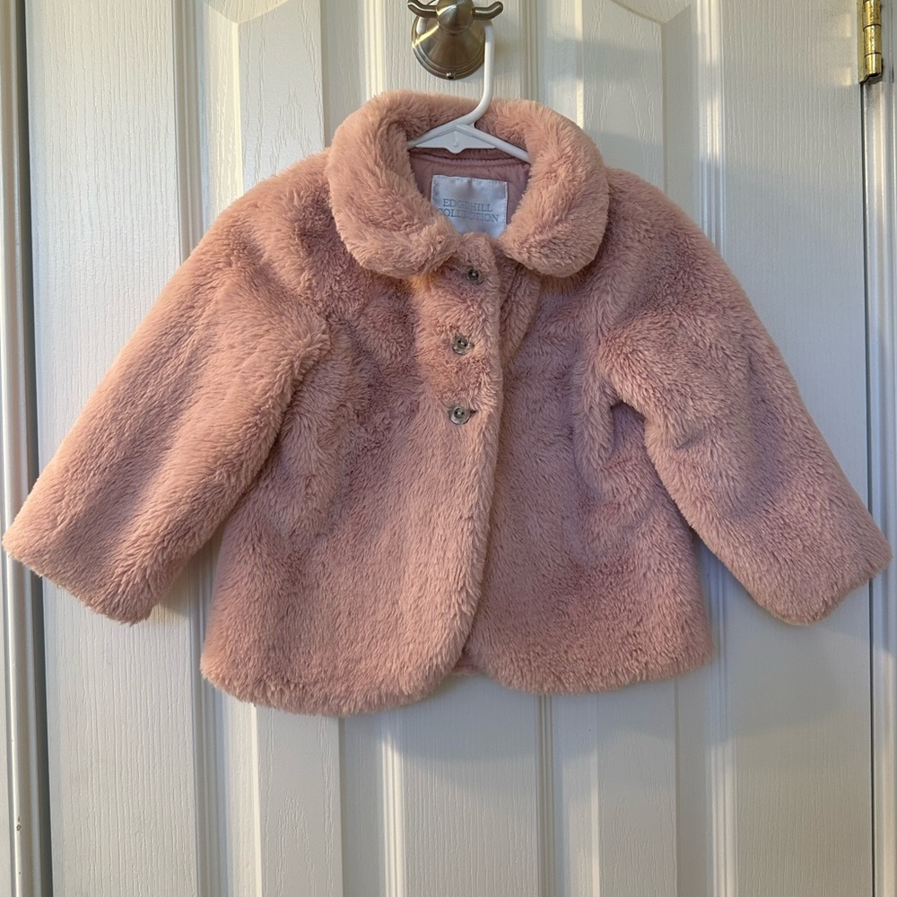 Edgehill Collection 24 Months Pink Faux Fur Coat